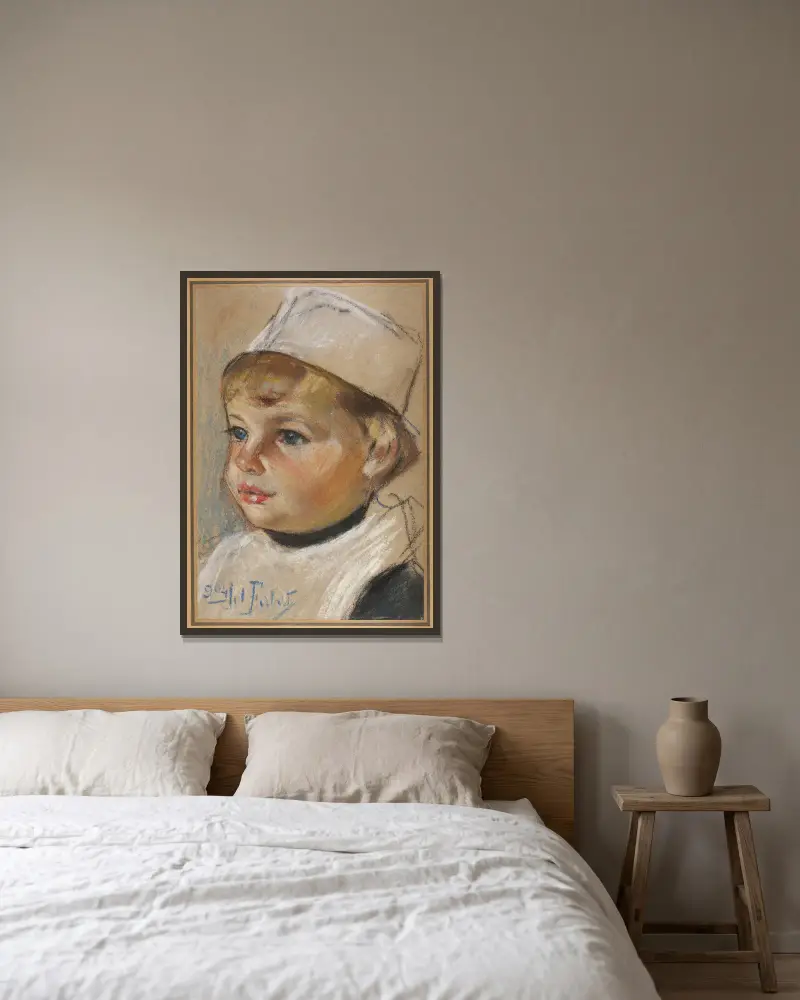 Portrait of a child av Julian Falat inramad på en vägg