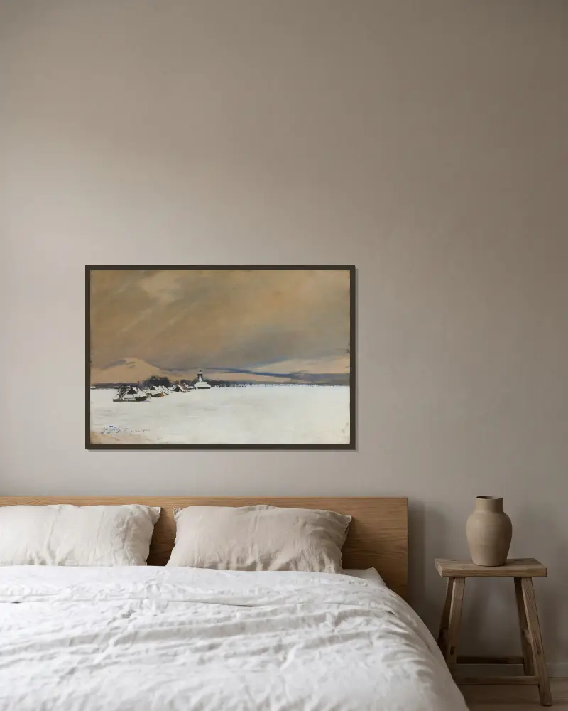 Winter landscape from Żywiec av Julian Falat inramad på en vägg