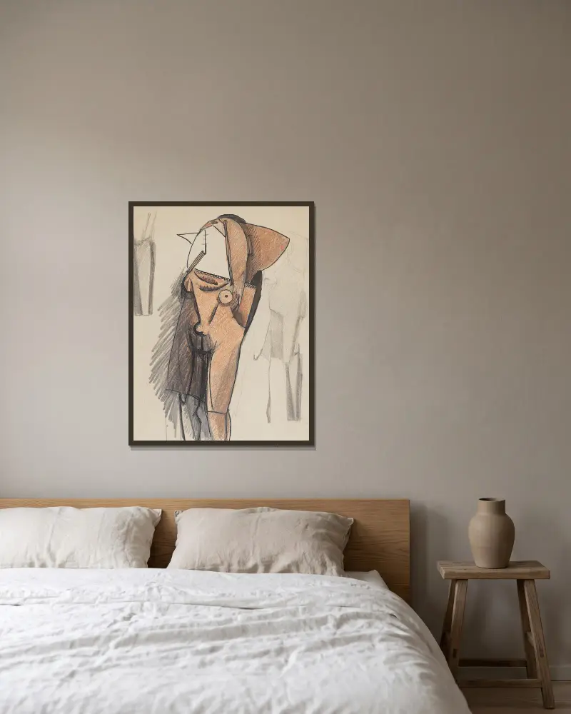 Etude pour La femme se coiffant I av Julio González inramad på en vägg