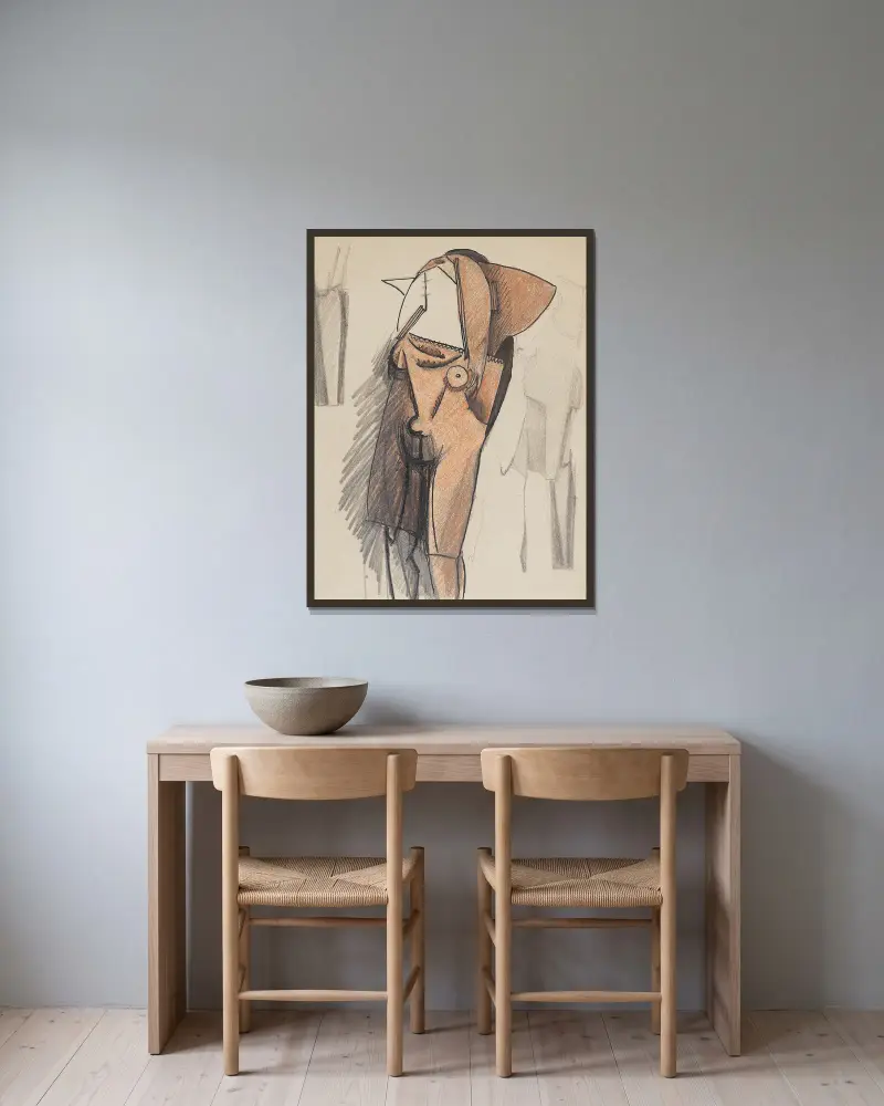 Etude pour La femme se coiffant I av Julio González inramad på en vägg