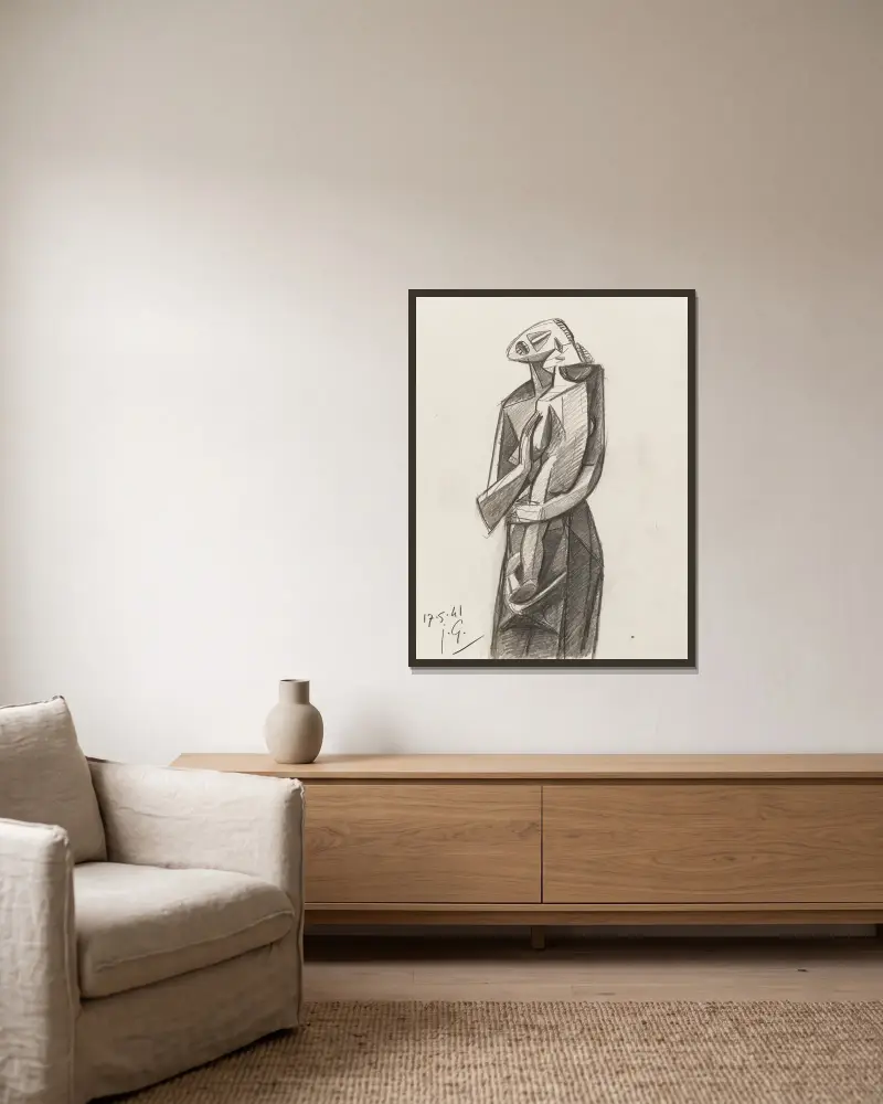 Mutter und Kind von Julio González gerahmt an einer Wand