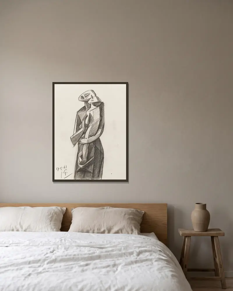 Mutter und Kind von Julio González gerahmt an einer Wand