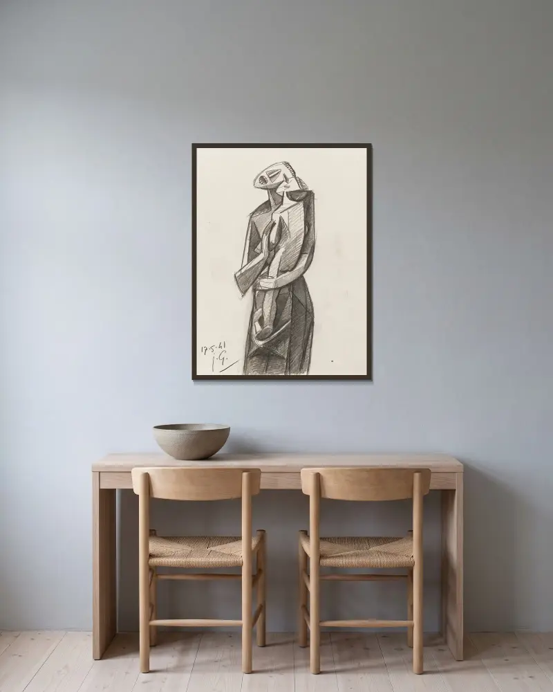 Mutter und Kind von Julio González gerahmt an einer Wand