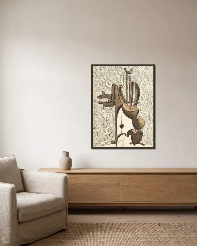 Personnage puissant av Julio González inramad på en vägg