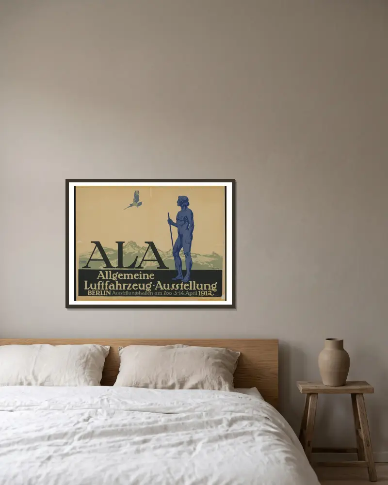 Allgemeine Luftfahrzeug-Ausstellung av Julius Klinger inramad på en vägg