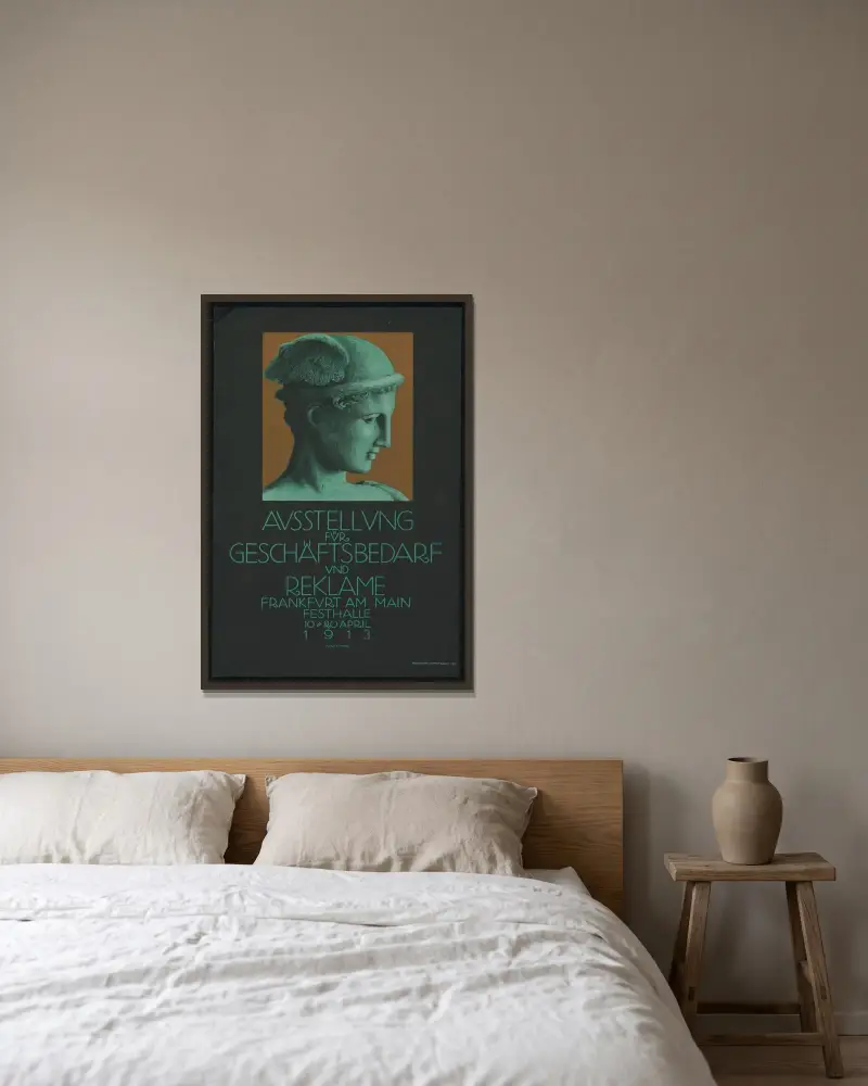 Ausstellung für Geschäftsbedarf av Julius Klinger inramad på en vägg