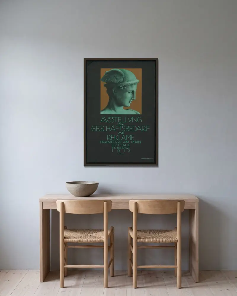 Ausstellung für Geschäftsbedarf av Julius Klinger inramad på en vägg