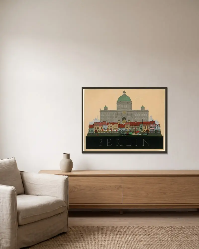 Berlin av Julius Klinger inramad på en vägg