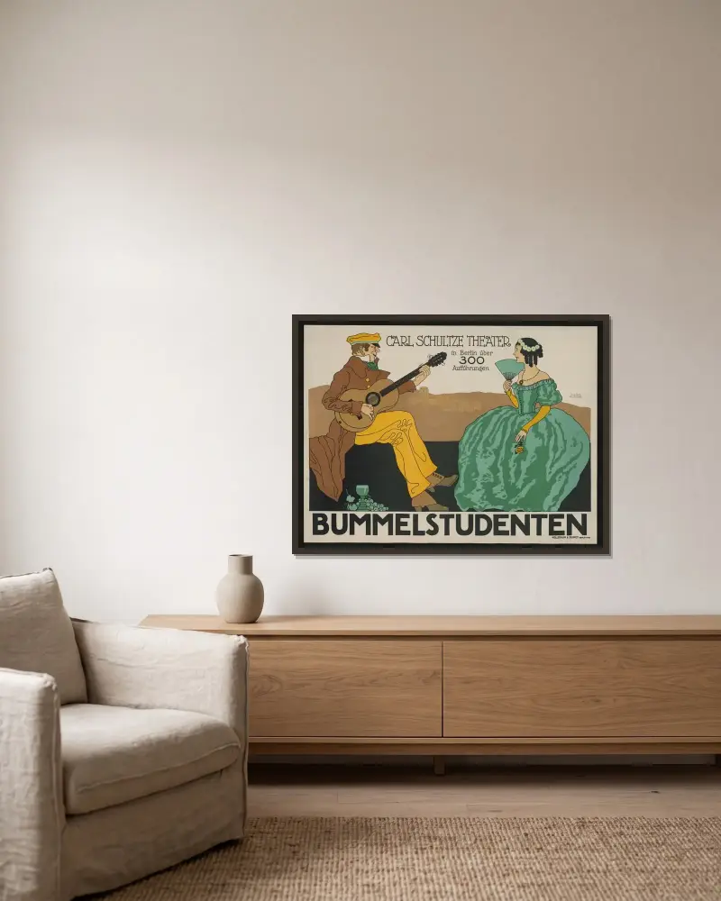 Bummelstudenten Qualitäts-Cigarre av Julius Klinger inramad på en vägg