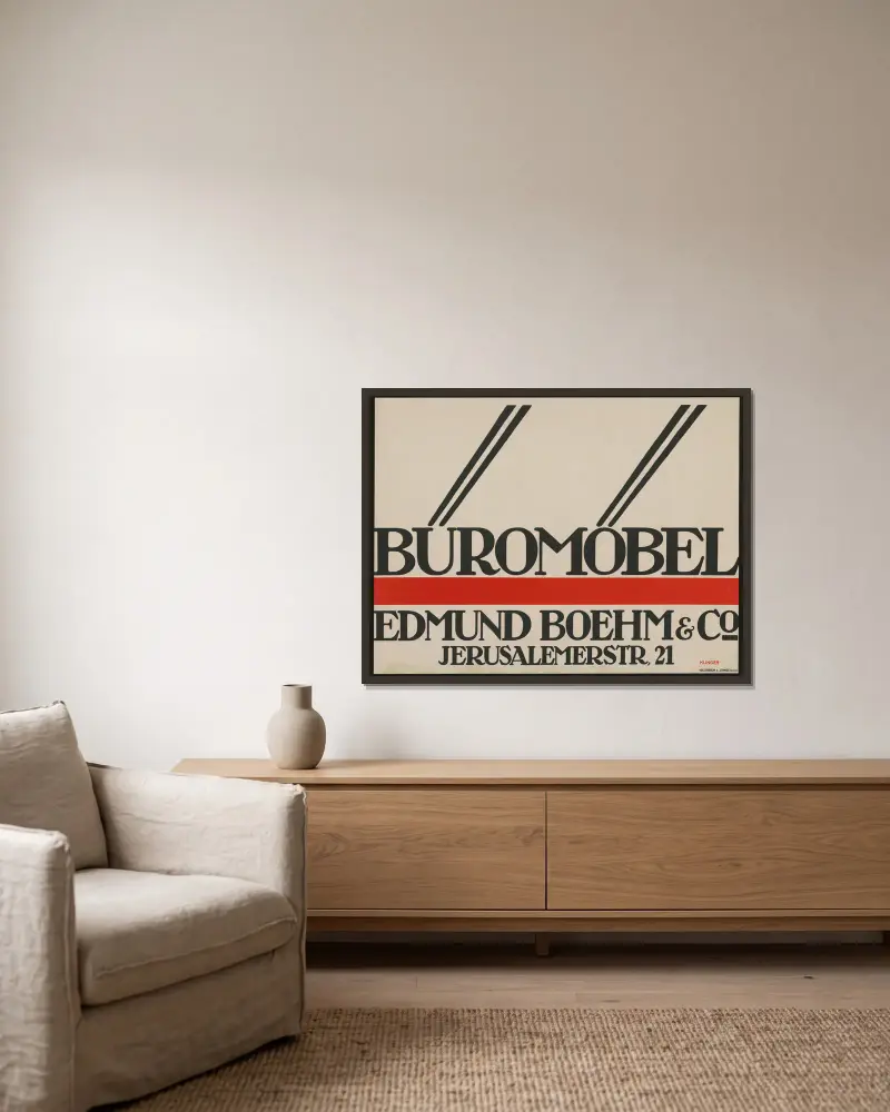Büromöbel Edmund Boehm av Julius Klinger inramad på en vägg