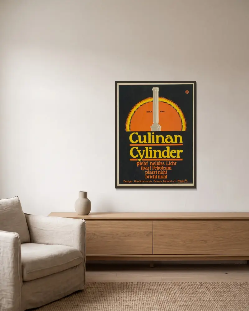 Culinan Cylinder av Julius Klinger inramad på en vägg