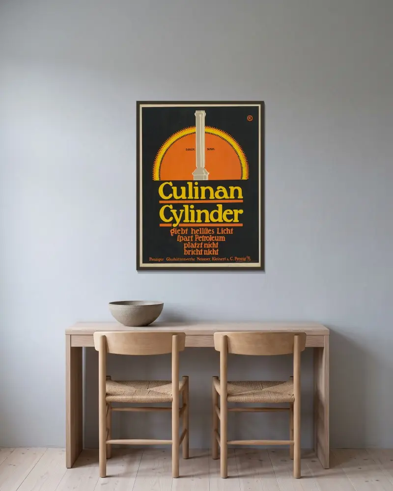 Culinan Cylinder av Julius Klinger inramad på en vägg