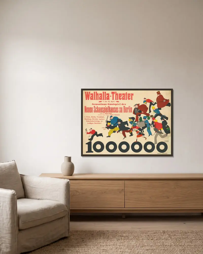 Eine Million, Walhalla-Theater av Julius Klinger inramad på en vägg