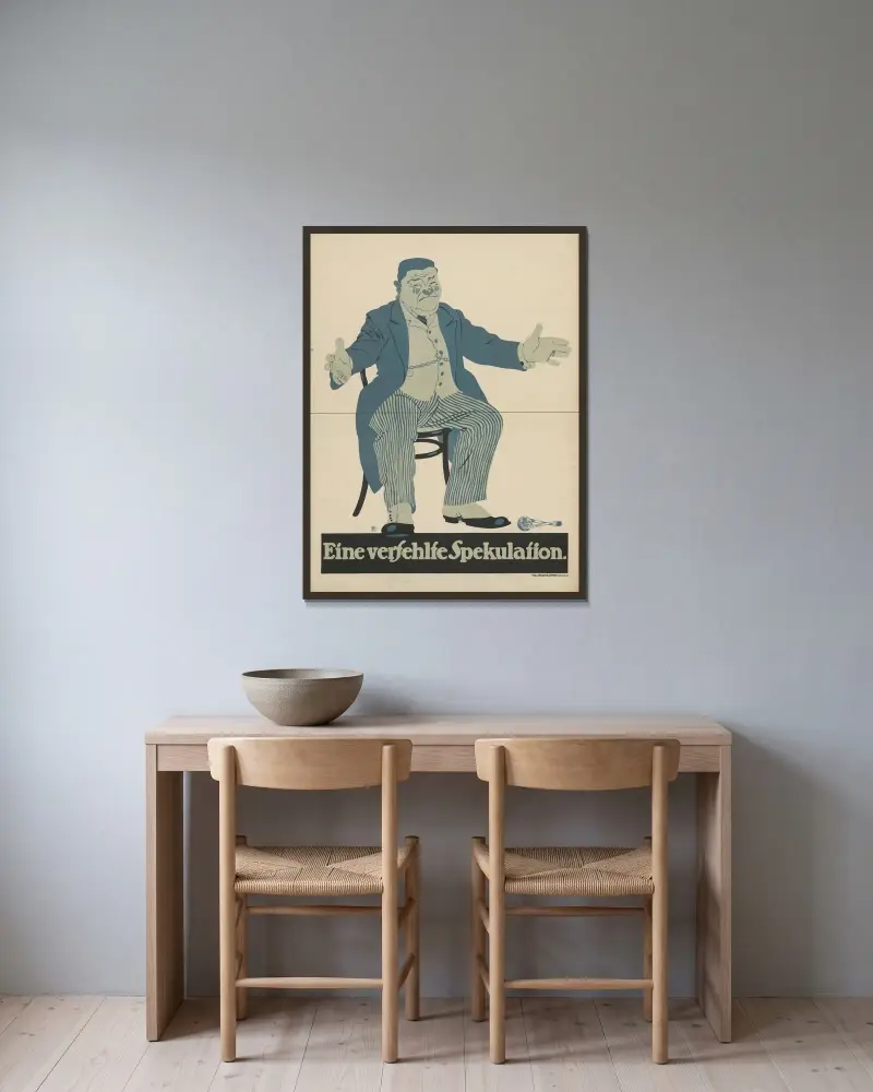 Eine verfehlte Spekulation av Julius Klinger inramad på en vägg