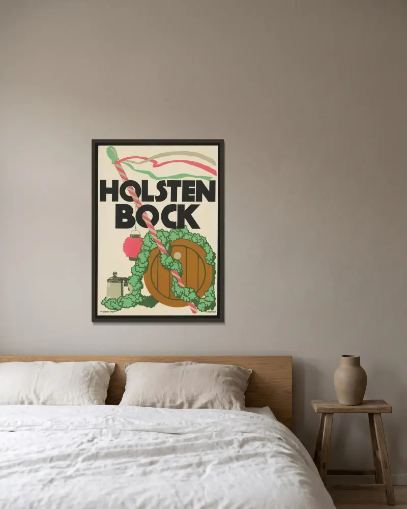 Holsten Bock av Julius Klinger inramad på en vägg