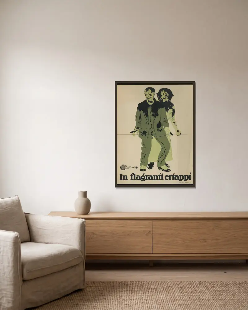 In flagranti ertappt von Julius Klinger gerahmt an einer Wand