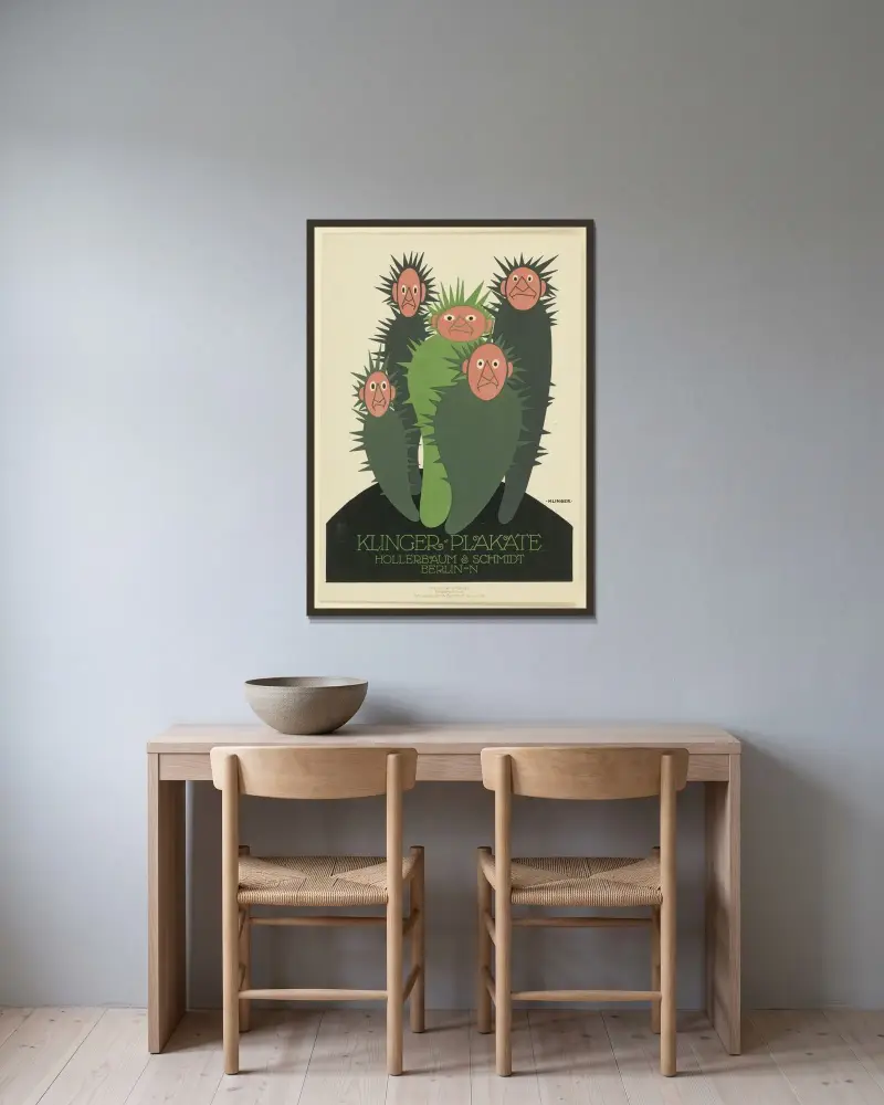 Klinger Plakate Hollerbaum und Schmidt av Julius Klinger inramad på en vägg