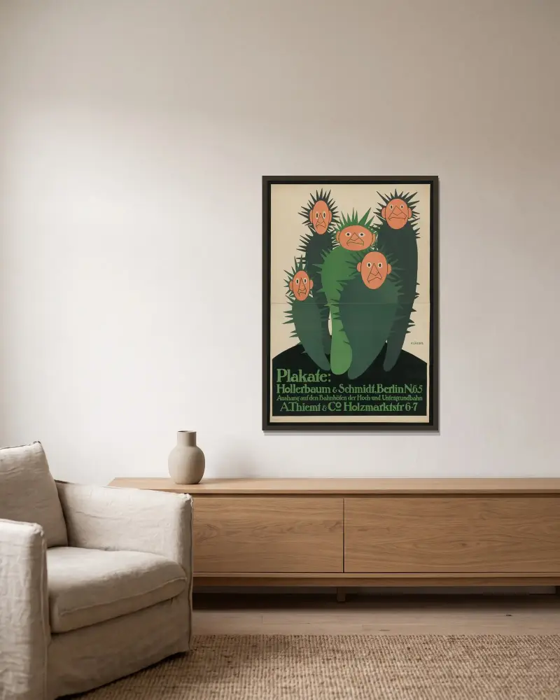 Plakate Hollerbaum und Schmidt av Julius Klinger inramad på en vägg