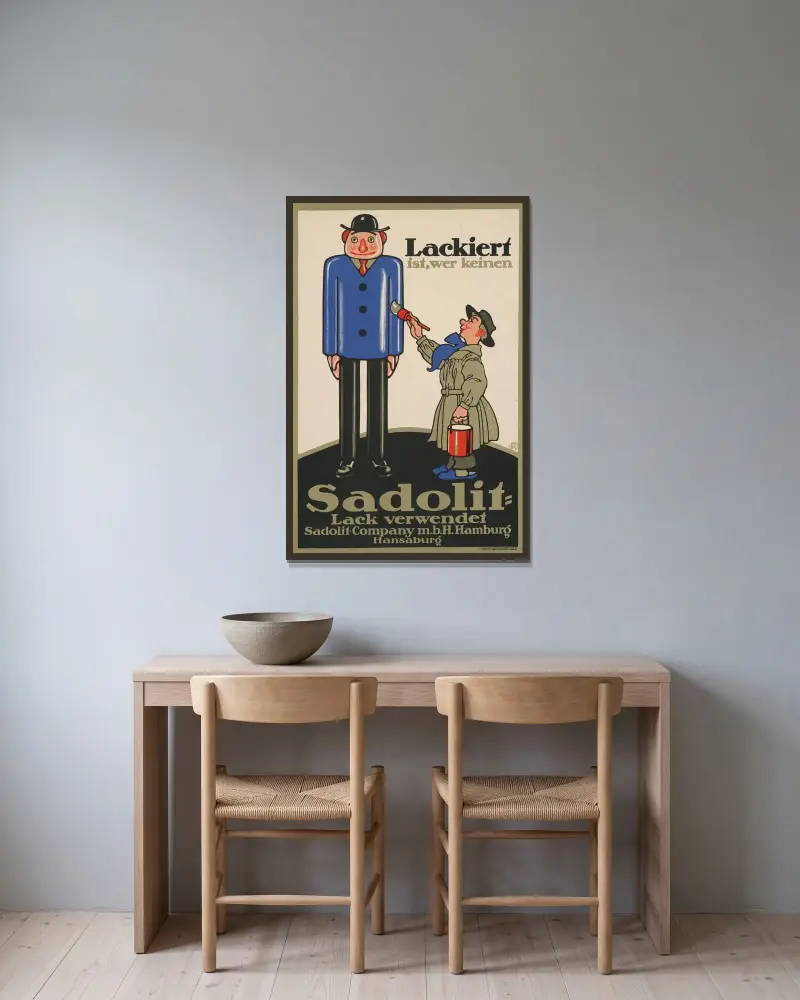 Sadolit Lack av Julius Klinger inramad på en vägg