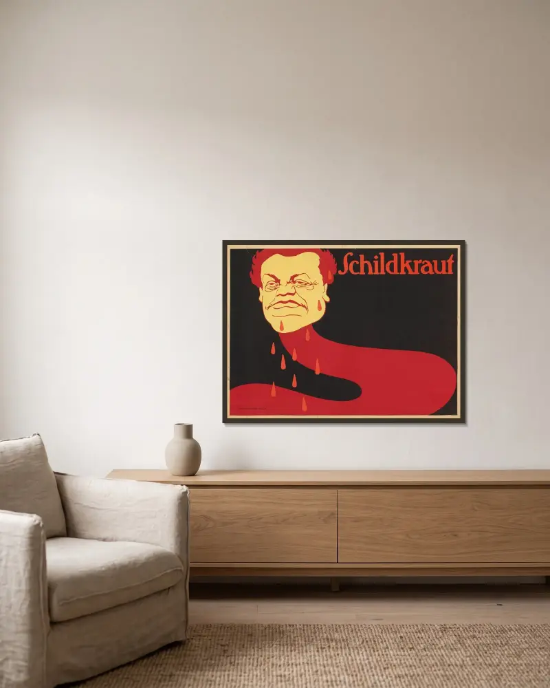 Schildkraut av Julius Klinger inramad på en vägg