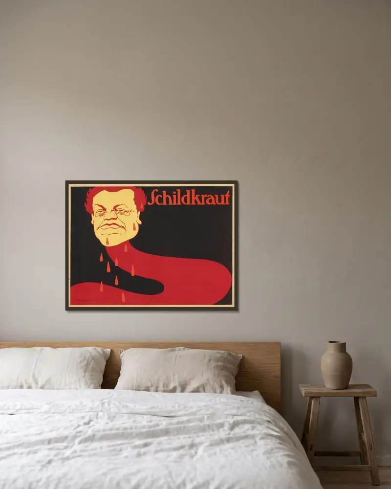 Schildkraut av Julius Klinger inramad på en vägg