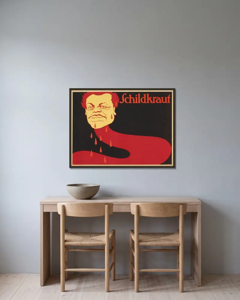 Schildkraut av Julius Klinger inramad på en vägg