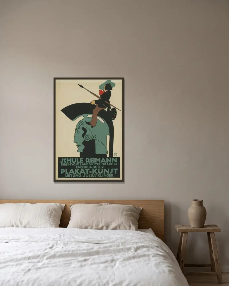 Schule Reimann. Fachklasse für Plakat-Kunst av Julius Klinger inramad på en vägg