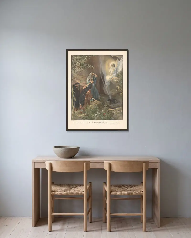 Die Auferstehung Jesu von Julius Kronberg gerahmt an einer Wand