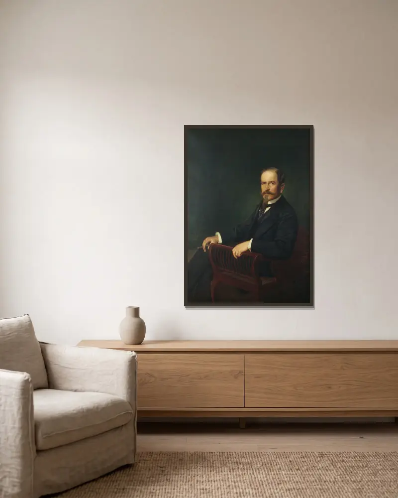 Walter von Hallwyll (1839-1921) av Julius Kronberg inramad på en vägg