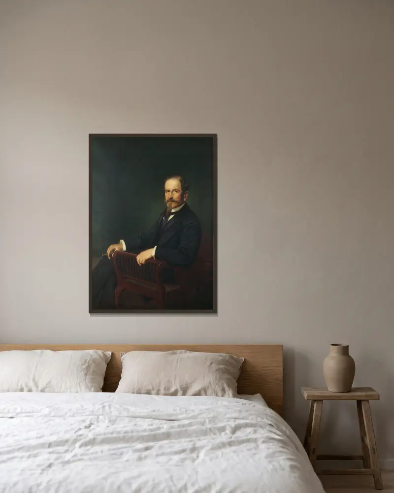 Walter von Hallwyll (1839-1921) av Julius Kronberg inramad på en vägg