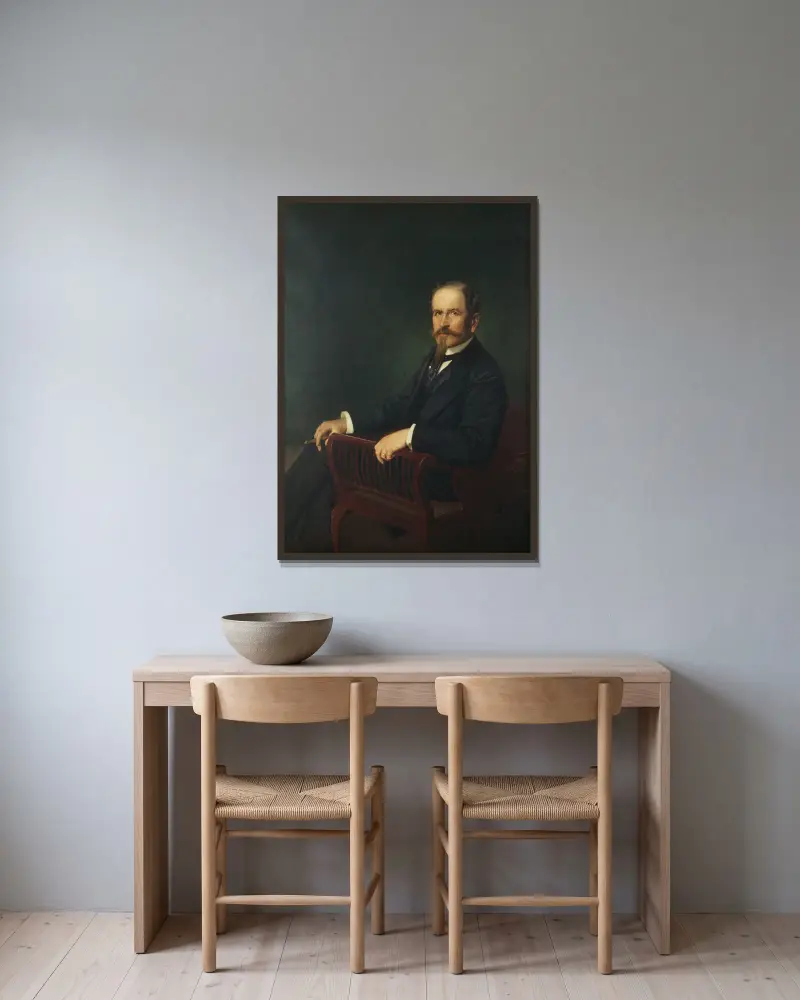 Walter von Hallwyll (1839-1921) av Julius Kronberg inramad på en vägg