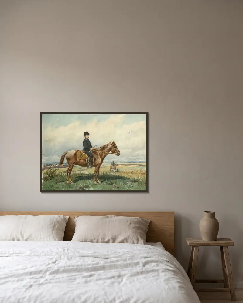 Boy on a pony av Juliusz Kossak inramad på en vägg