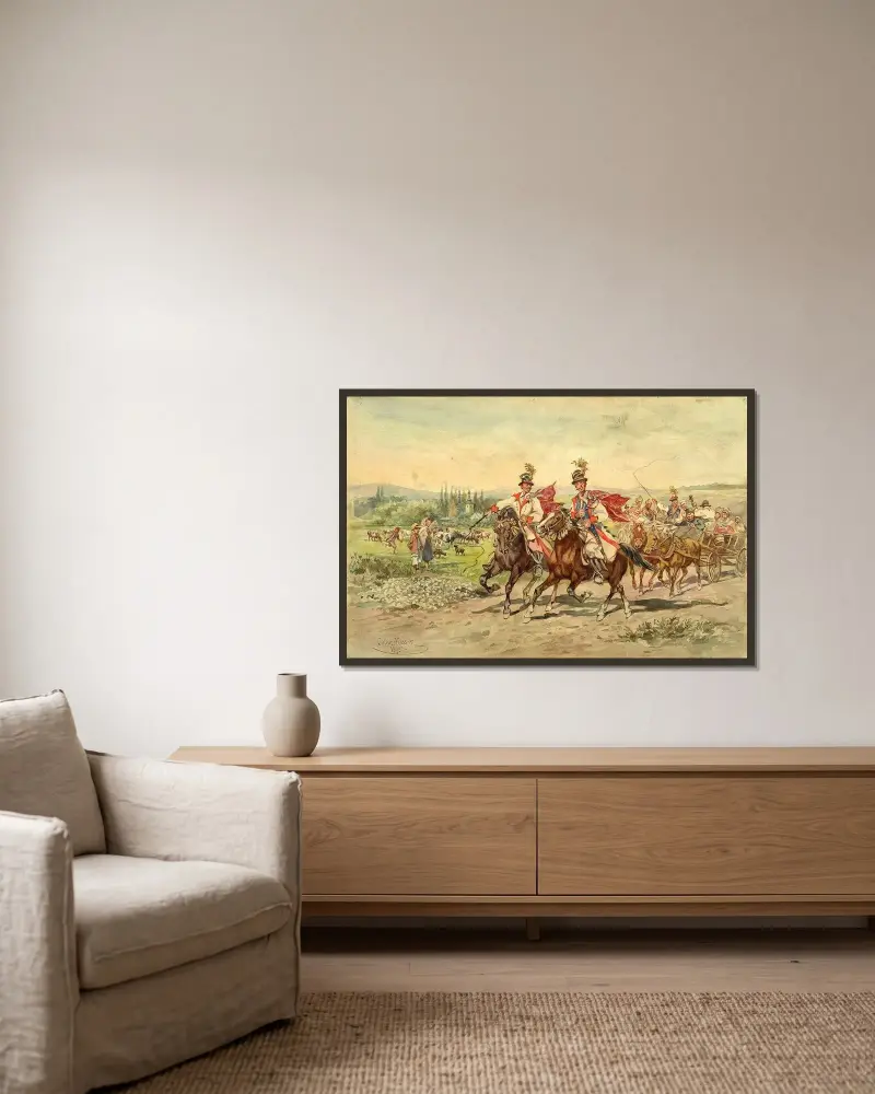 Krakauer Hochzeit von Juliusz Kossak gerahmt an einer Wand