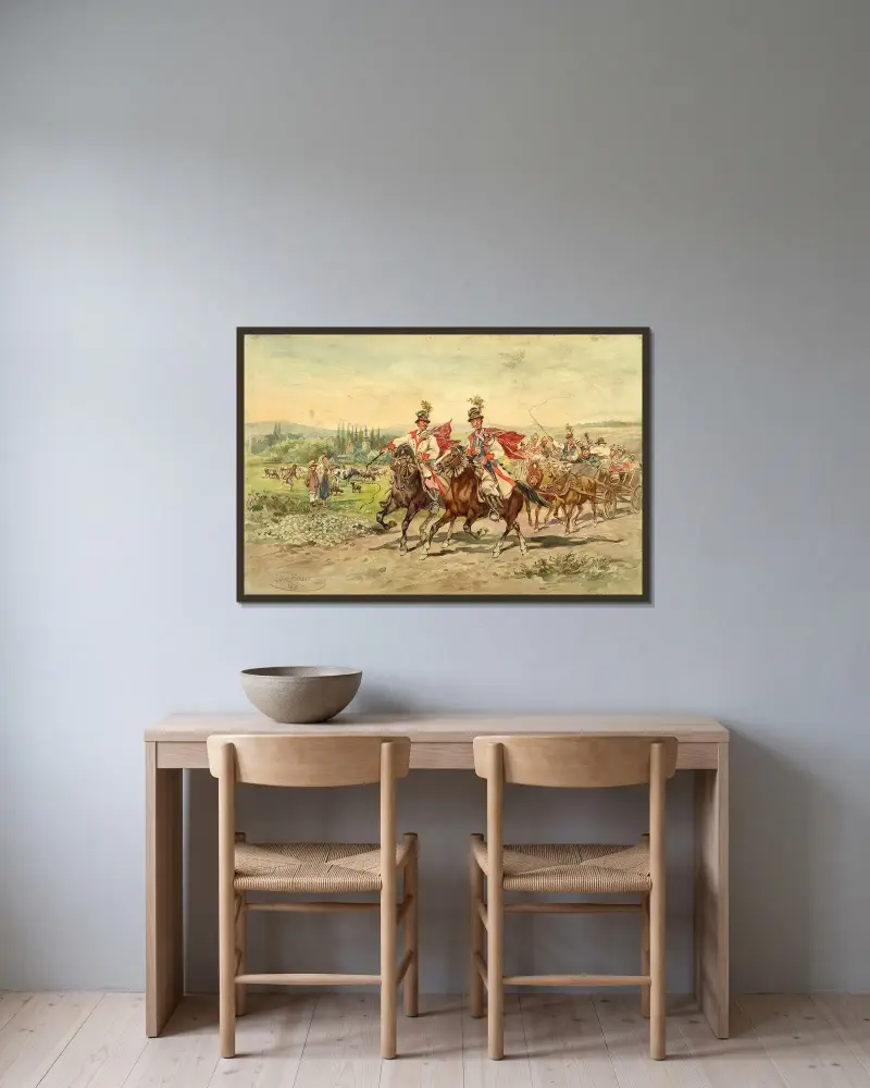 Krakauer Hochzeit von Juliusz Kossak gerahmt an einer Wand