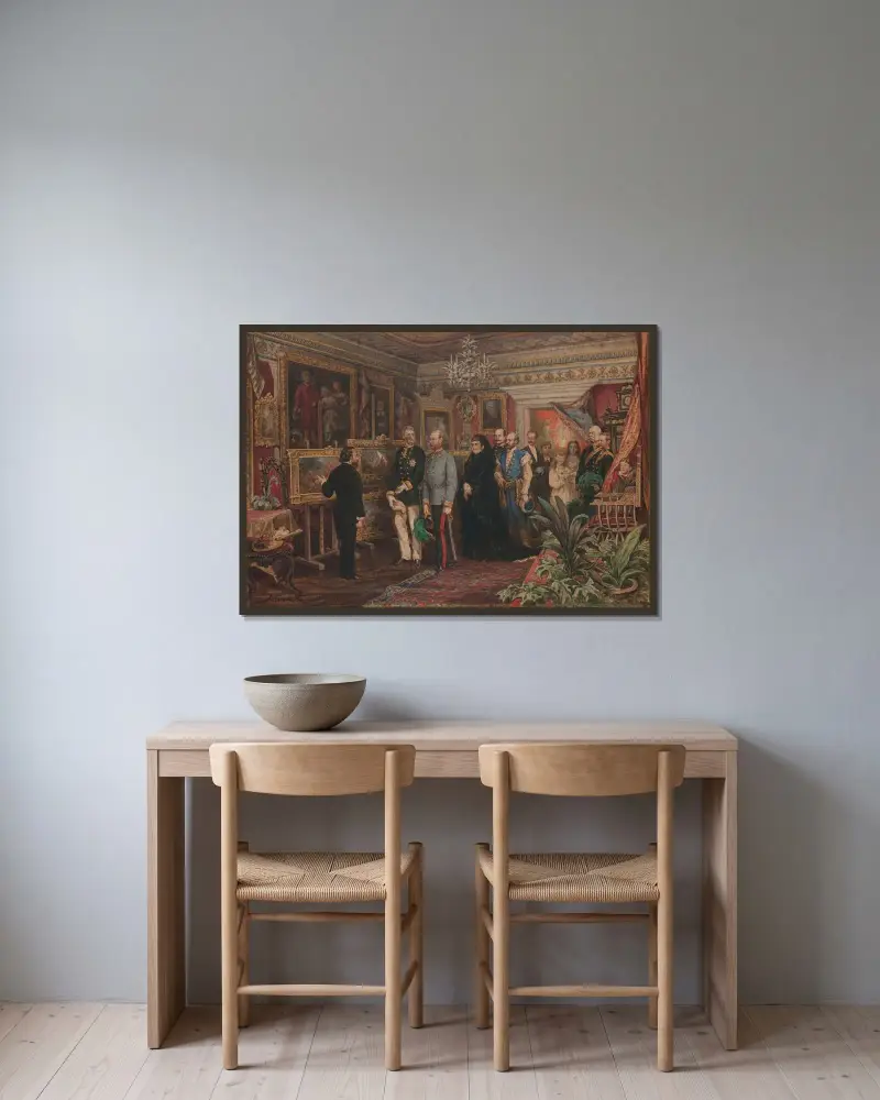 Kejsaren besöker Jan Matejko i hans hus på Florianska 47 av Juliusz Kossak inramad på en vägg