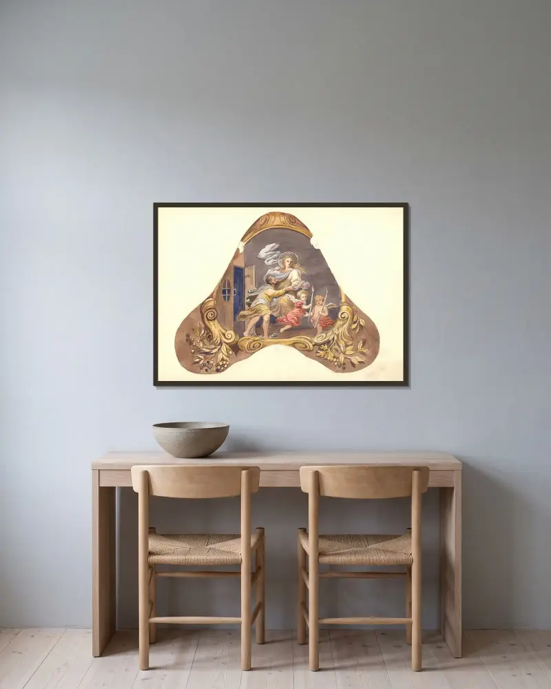 Die Gottesmutter befreit den Gefangenen aus dem Kerker von Juliusz Makarewicz gerahmt an einer Wand