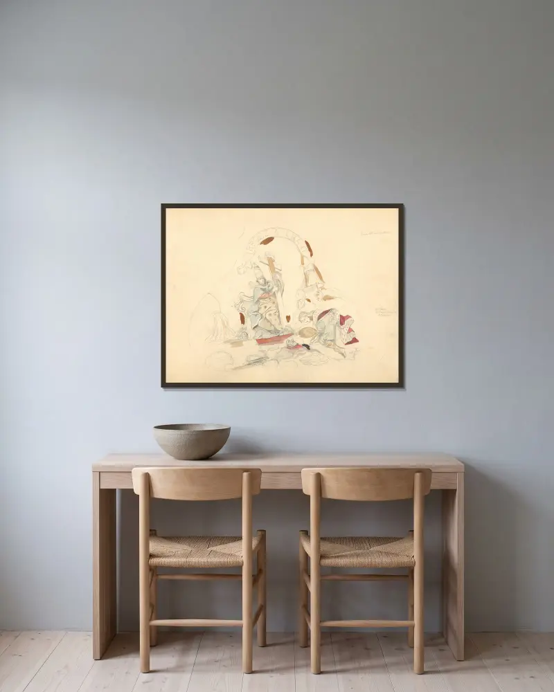 Reges adorant von Juliusz Makarewicz gerahmt an einer Wand