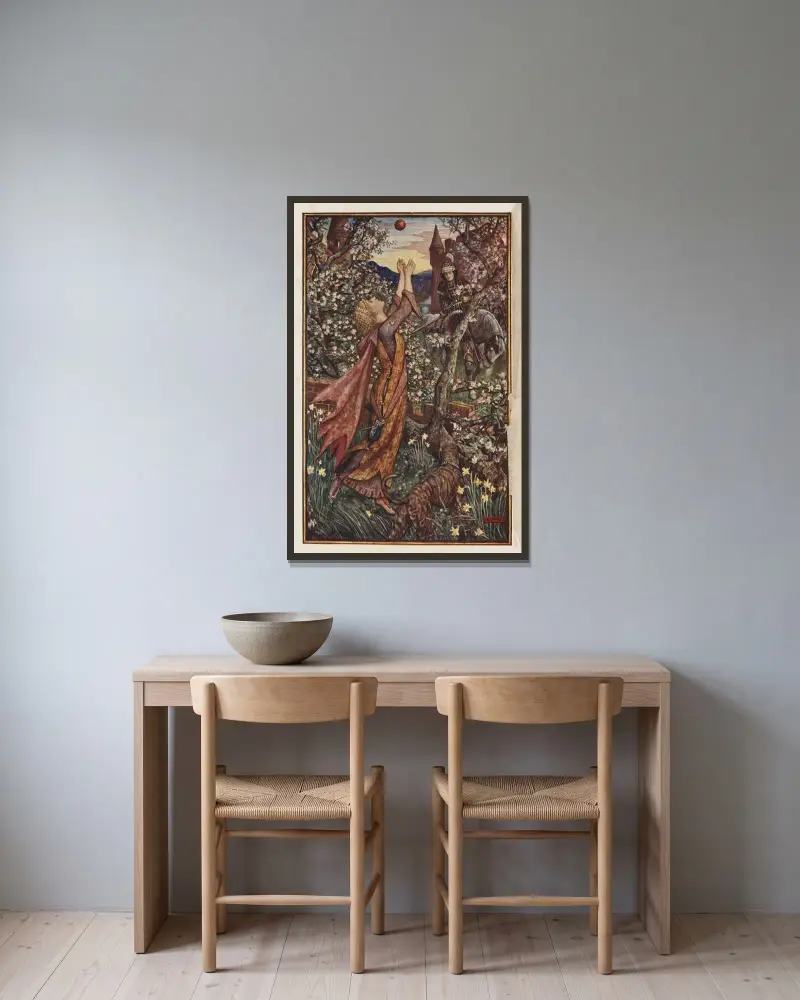 Hur kungen fann flickan leka med boll i fruktträdgården av Henry Justice Ford inramad på en vägg