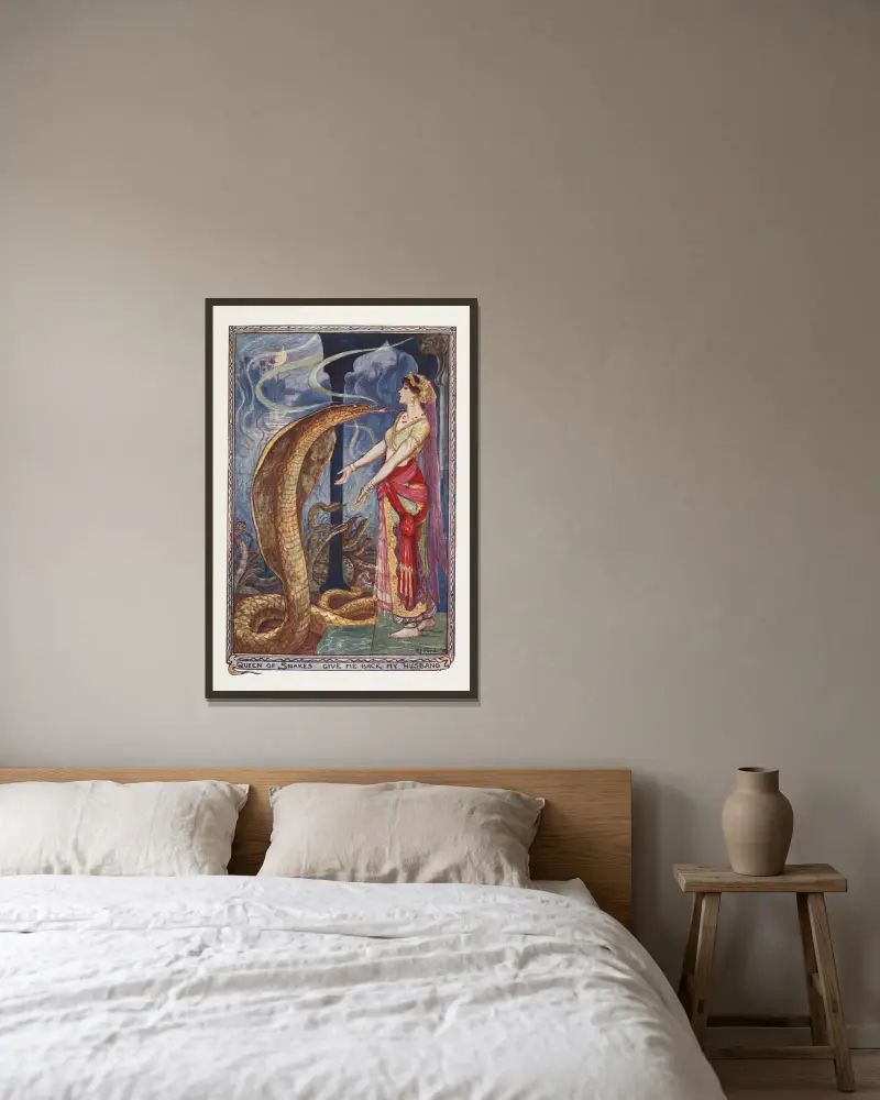 Queen of the Snakes give me back my husband av Henry Justice Ford inramad på en vägg