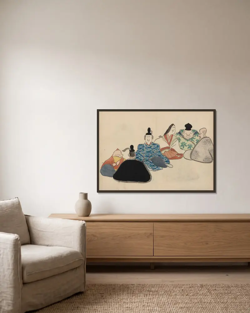 Kōrin gafu – Hōchū Pl.02 av Ogata Kōrin inramad på en vägg