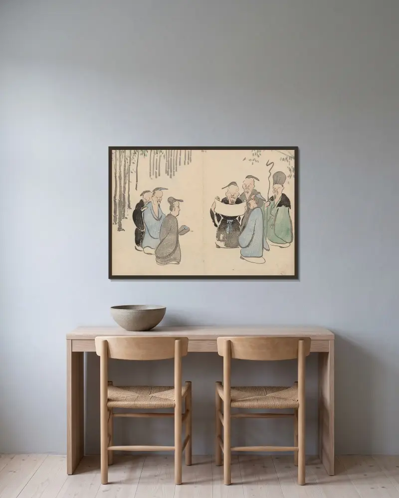 Kōrin gafu – Hōchū Pl.15 av Ogata Kōrin inramad på en vägg