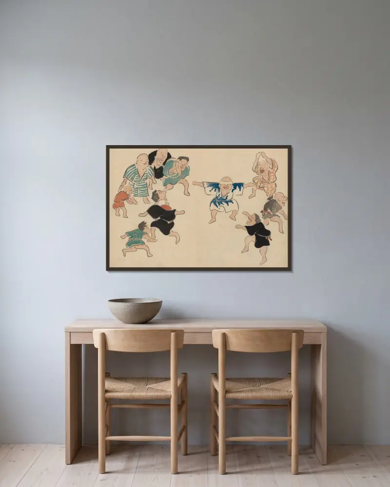 Kōrin gafu – Hōchū Pl.17 av Ogata Kōrin inramad på en vägg