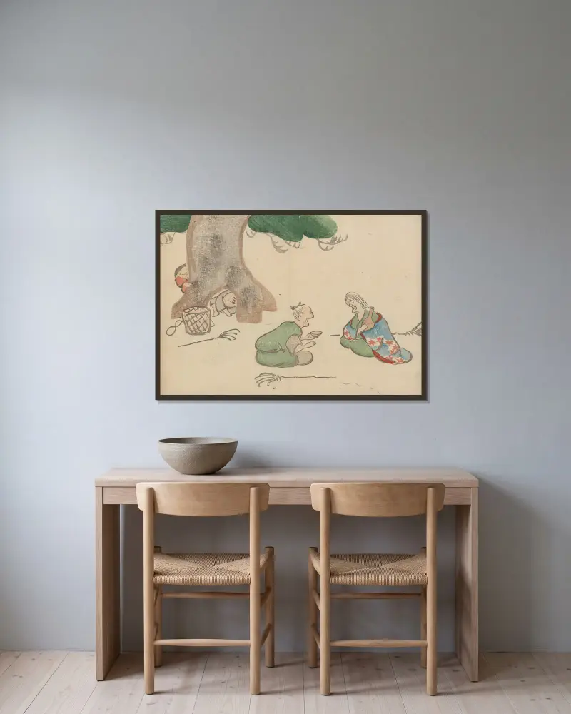 Kōrin gafu – Hōchū Pl.25 av Ogata Kōrin inramad på en vägg