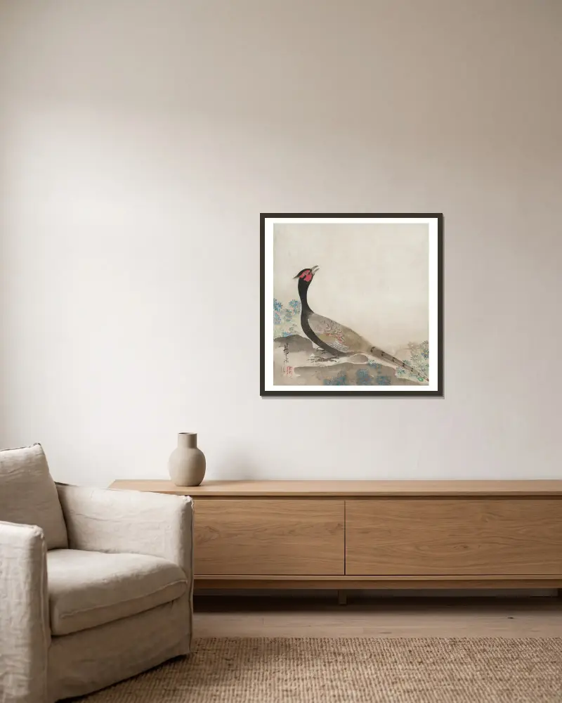 Fasan von Ogata Kōrin gerahmt an einer Wand