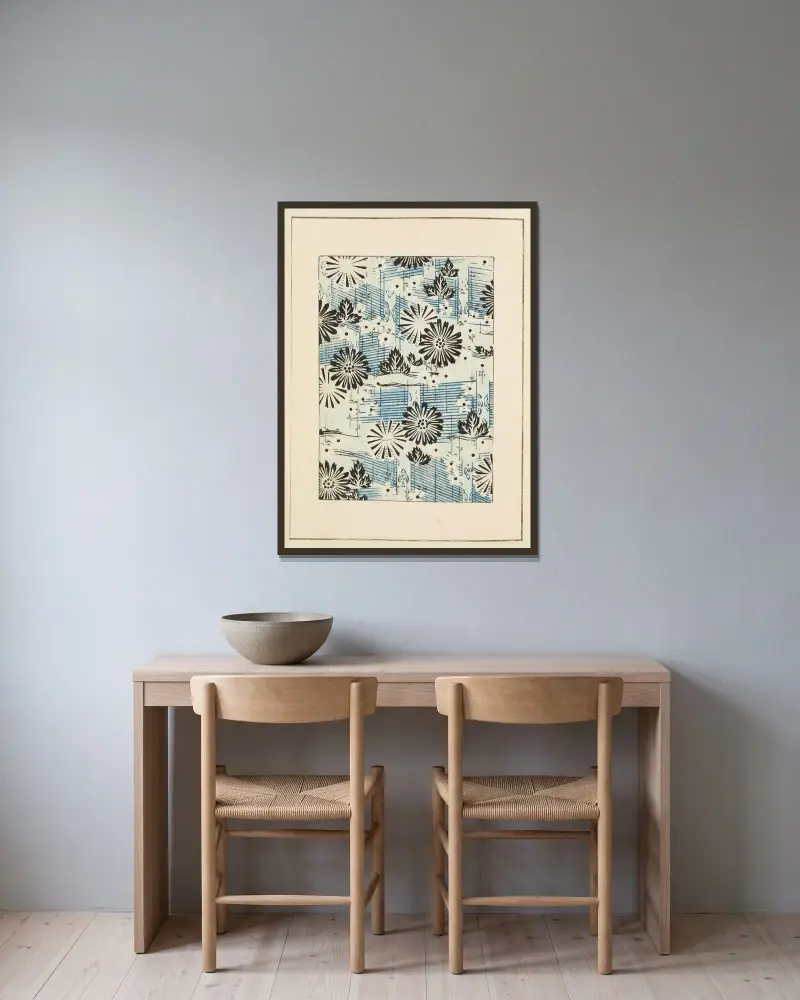 Shin-Bijutsukai Pl.005 von Furuya Kōrin gerahmt an einer Wand