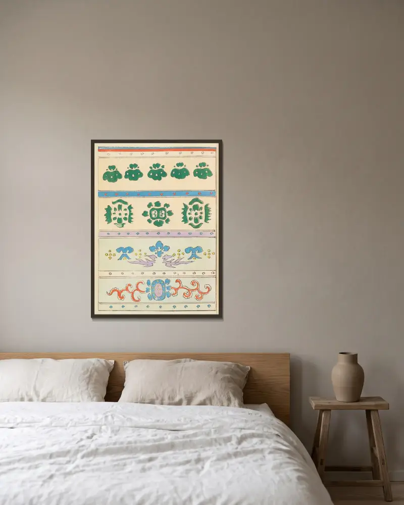 Shin-Bijutsukai Taf. 039 von Furuya Kōrin gerahmt an einer Wand