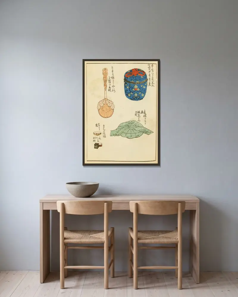 Shin-Bijutsukai Pl. 155 von Furuya Kōrin gerahmt an einer Wand