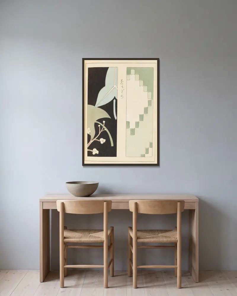 Shin-Bijutsukai Pl.444 von Furuya Kōrin gerahmt an einer Wand