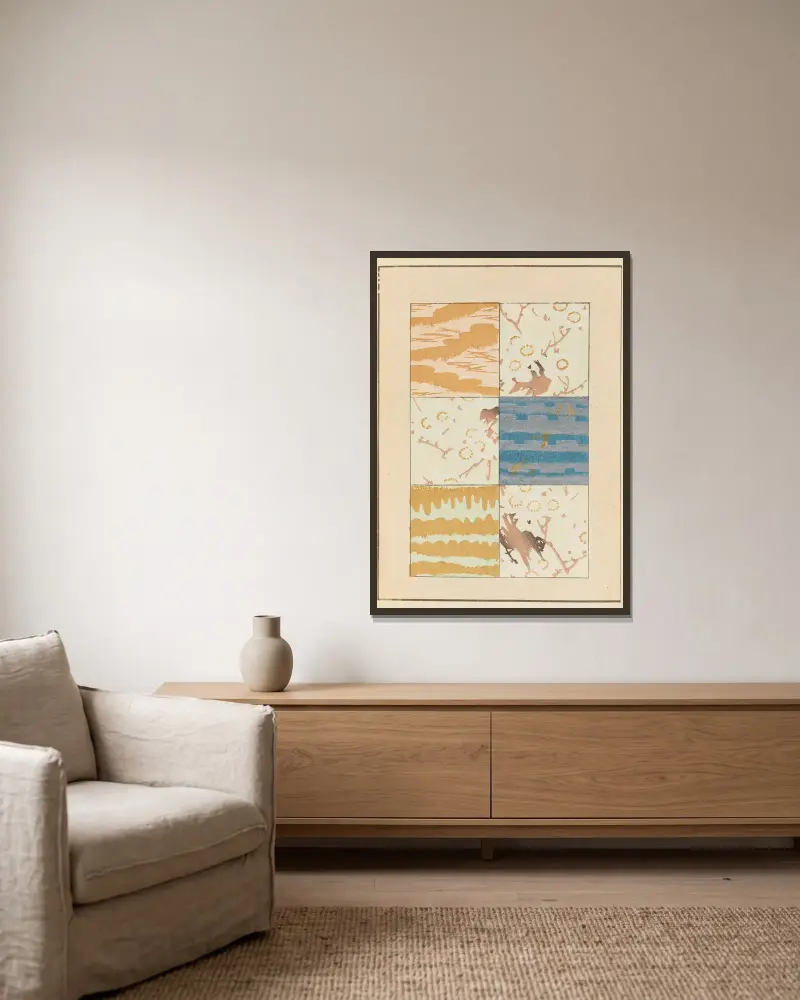 Shin-Bijutsukai Tafel 500 von Furuya Kōrin gerahmt an einer Wand