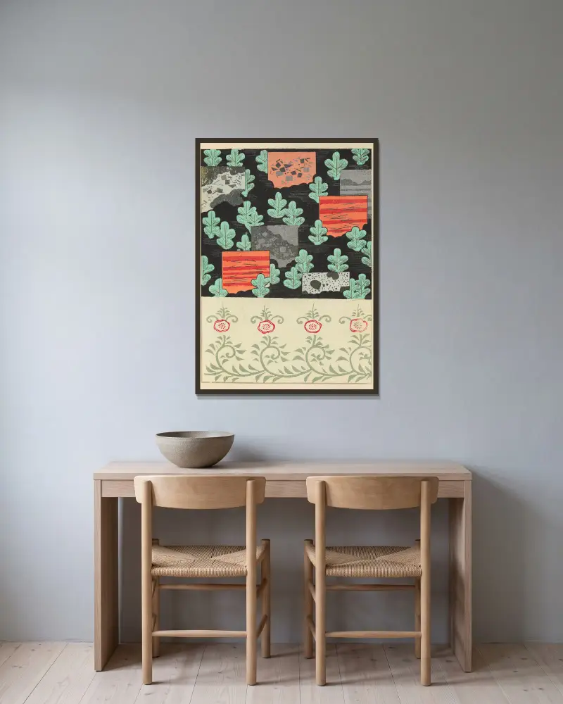 Shin-Bijutsukai Pl. 502 von Furuya Kōrin gerahmt an einer Wand